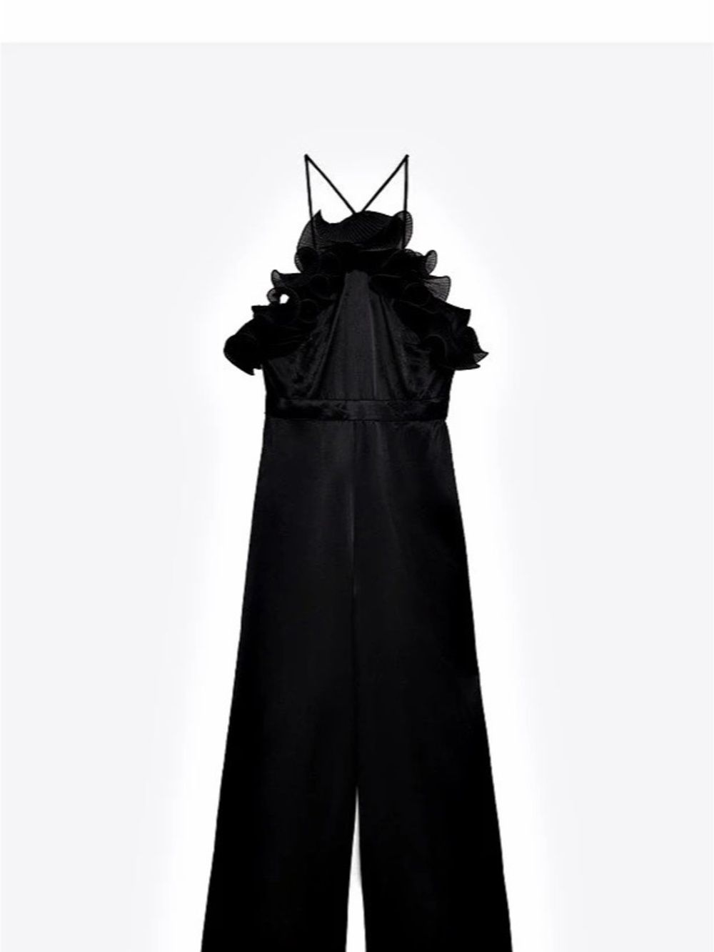 Black Ruffled Halter Jumpsuit . Never used